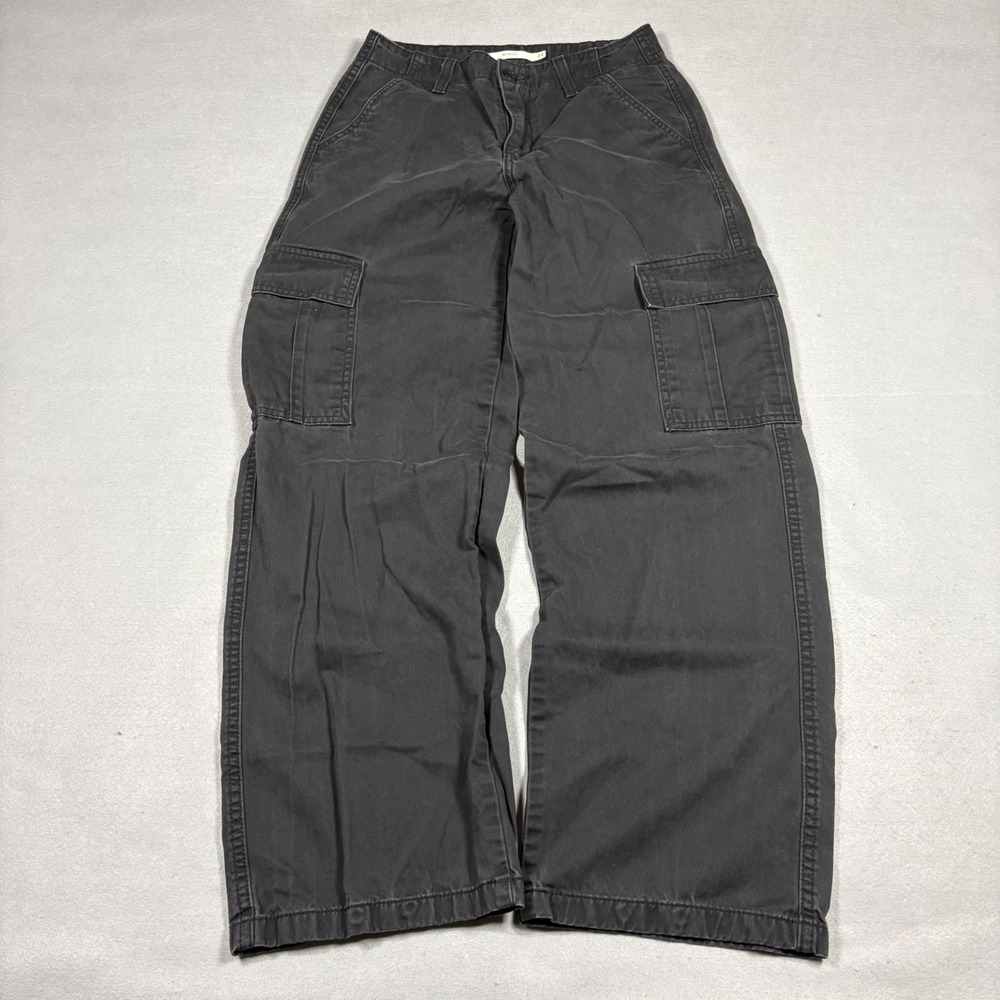 Levis 94 Baggy Cargo Pants Womens 24 Black Wide Leg Utility Trousers A4707-0000